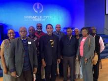 Regional Prison Ministries chapter presidents pose with elected officers at the recent constituency meeting held at Miracle City church in Baltimore.